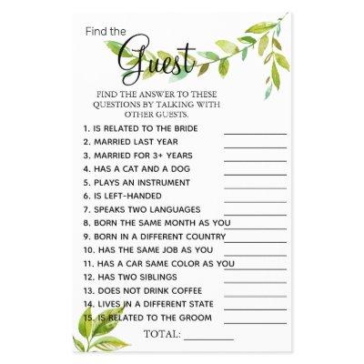 Leads Find the Guest Bridal shower game card Flyer