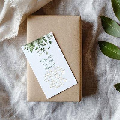 Leaf and plants insert Card for customer orders.