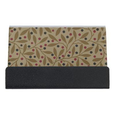 Leaf Berry Classic Colorful Pretty Pattern Art Desk  Holder