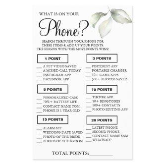 Leaf What is on your phone Shower game card Flyer