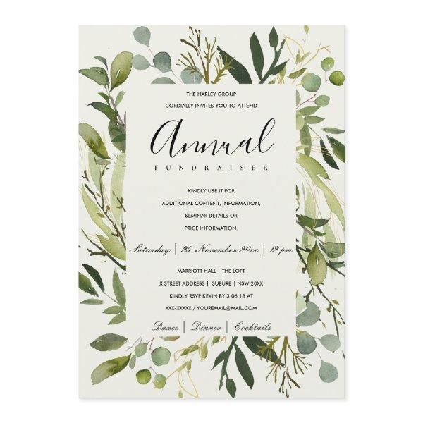 LEAFY FRAME GREEN GOLD CORPORATE PARTY EVENT INVITATION