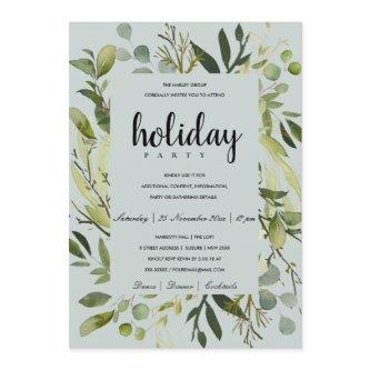 LEAFY FRAME GREEN GREY CORPORATE HOLIDAY PARTY INVITATION