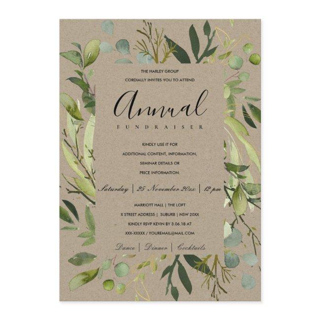 LEAFY FRAME GREEN KRAFT CORPORATE PARTY EVENT INVITATION