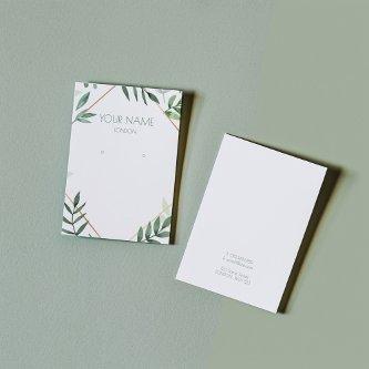 Leafy green and gold border earring display card