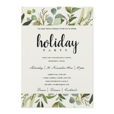 LEAFY GREEN GOLD FOLIAGE CORPORATE HOLIDAY PARTY INVITATION