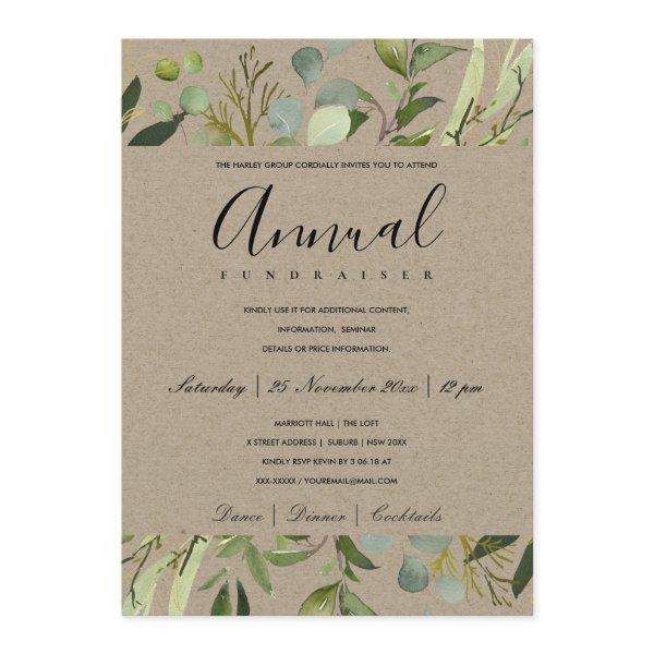 LEAFY GREEN GREY FOLIAGE CORPORATE PARTY EVENT INVITATION