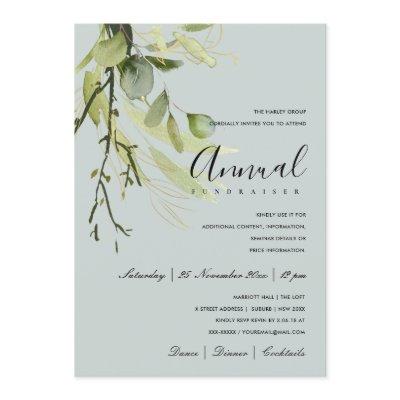 LEAFY GREEN GREY FOLIAGE CORPORATE PARTY EVENT INVITATION