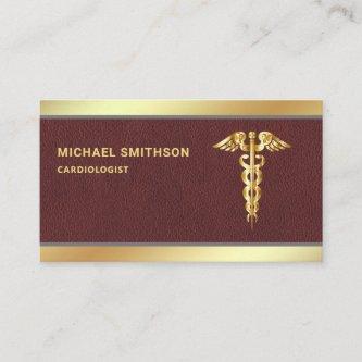 Leather Gold Caduceus Symbol Medical Professional