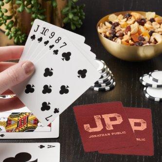 Leather Look Custom Distressed Text Name Monogram Poker Cards