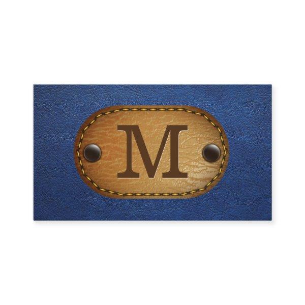Leather Monogram | Blue Leather and Stitched Patch