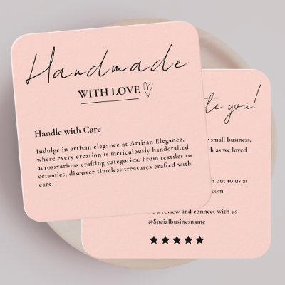 Leave Us A Review Handmade With Love Blush Pink Square