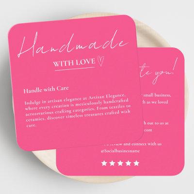 Leave Us A Review Handmade With Love Hot Pink Square
