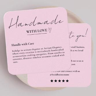 Leave Us A Review Handmade With Love Pink Square