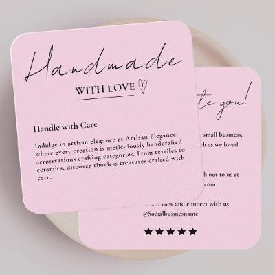 Leave Us A Review Handmade With Love Pink Square