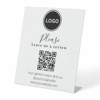 Leave us a review | QR code Modern  Pedestal Sign