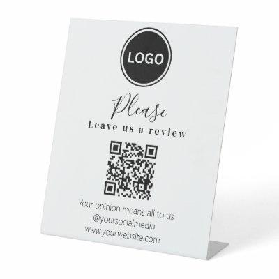 Leave us a review | QR code Modern  Pedestal Sign