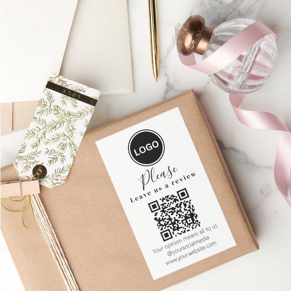 Leave us a review | QR code Modern  Rectangular Sticker