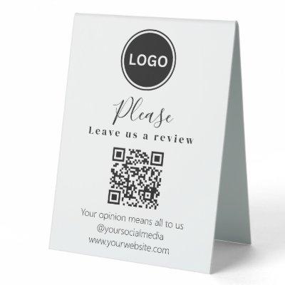 Leave us a review | QR code Modern  Table Tent Sign