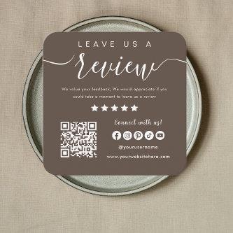 Leave Us A Review Qr Code Social Media Logo Brown Square