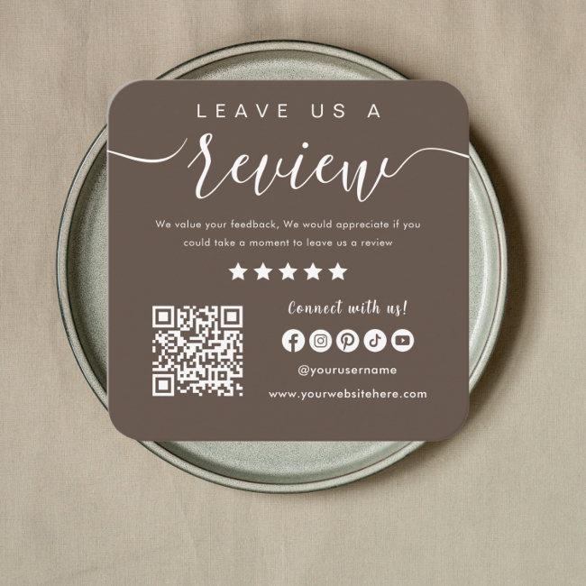 Leave Us A Review Qr Code Social Media Logo Brown Square