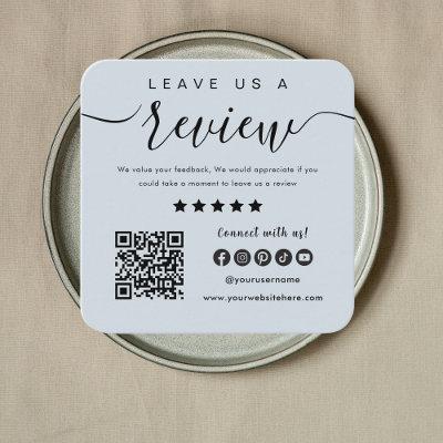 Leave Us A Review Qr Code Social Media Logo Navy Square