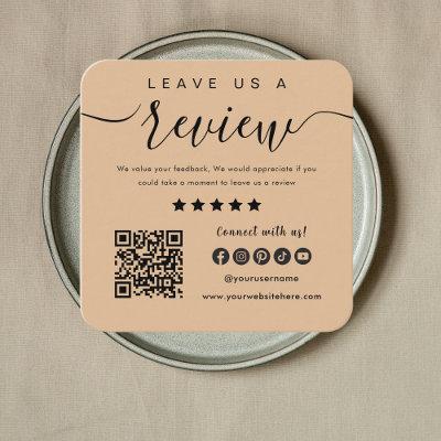 Leave Us A Review Qr Code Social Media Logo Rustic Square