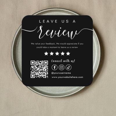 Leave Us A Review Social Media Qr Code Logo Black Square