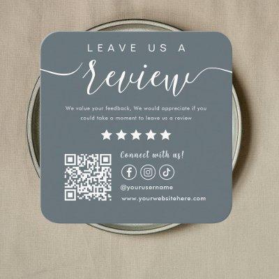 Leave Us A Review Social Media Qr Code Logo Navy Square