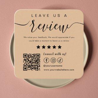 Leave Us A Review Social Media Qr Code Logo Rustic Square
