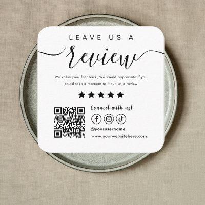 Leave Us A Review Social Media Qr Code Logo White Square