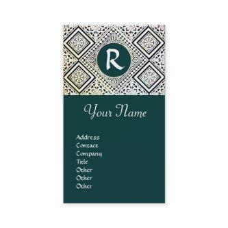 LEGAL OFFICE, ATTORNEY DAMASK Monogram green