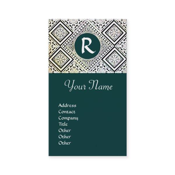 LEGAL OFFICE, ATTORNEY DAMASK Monogram green
