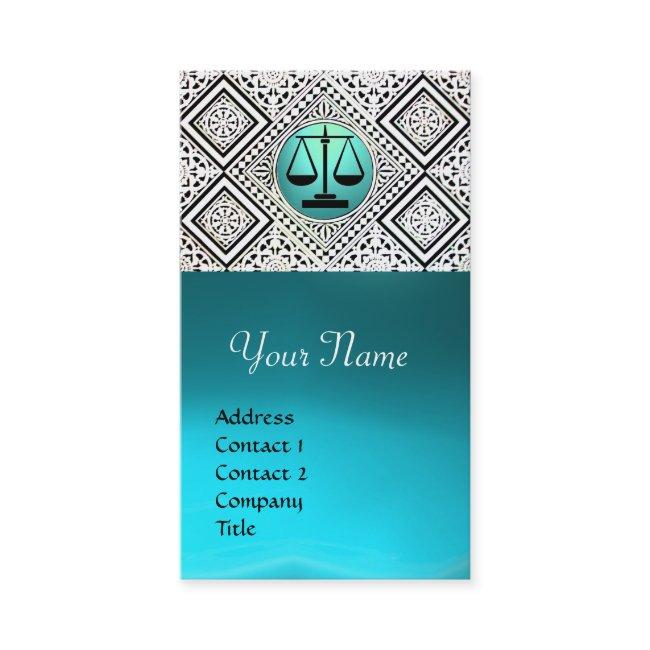 LEGAL OFFICE, ATTORNEY TEAL BLUE WHITE DAMASK