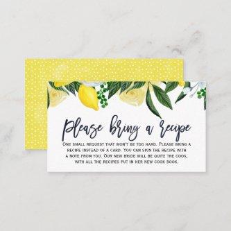 Lemon Floral Bridal Shower Recipe Card Request