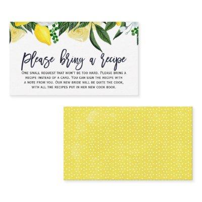 Lemon Floral Bridal Shower Recipe Card Request