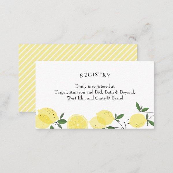 Lemon Main Squeeze Bridal Shower Registry Card