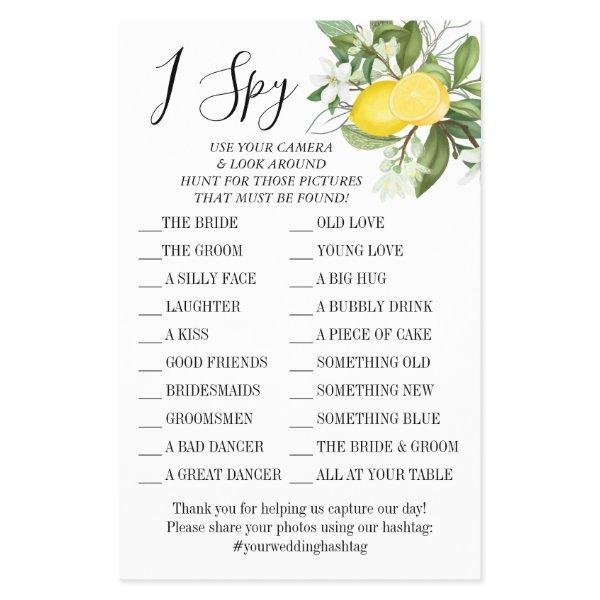 Lemony I spy wedding reception game card Flyer
