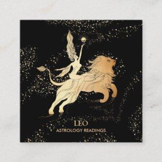 *~* LEO Zodiac Astrology Reading Black Gold Square