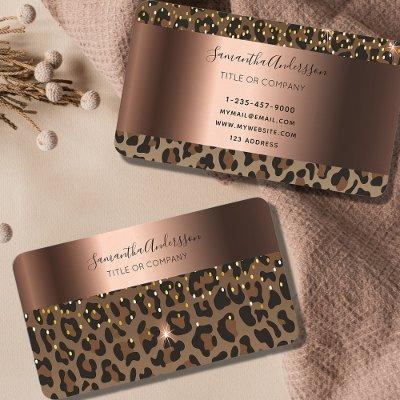 Leopard black brown sparkle glam bronze foil