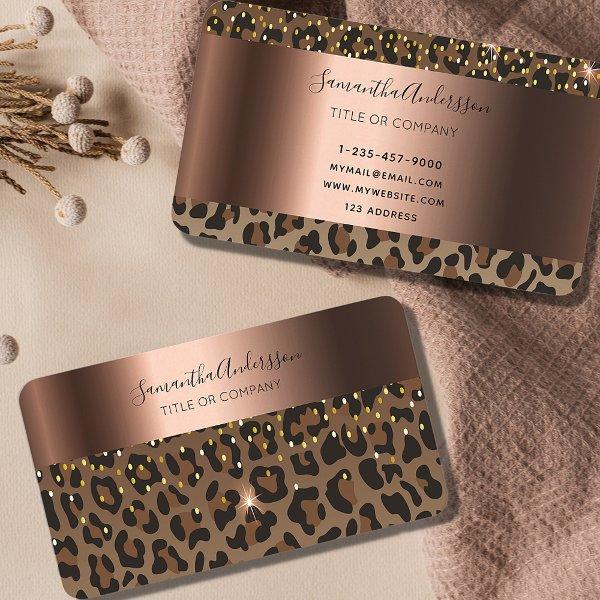 Leopard black brown sparkle glam bronze foil