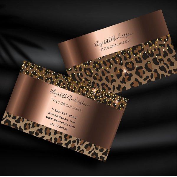 Leopard black brown sparkle glam bronze metallic