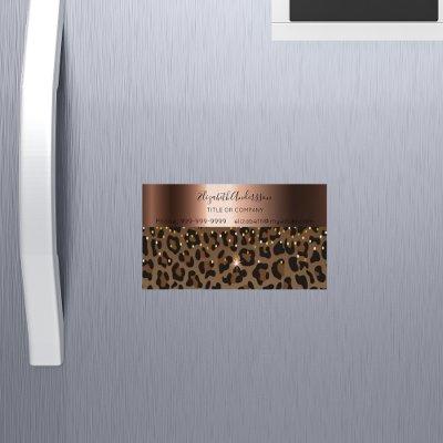 Leopard black brown sparkle glam bronze metallic  magnet