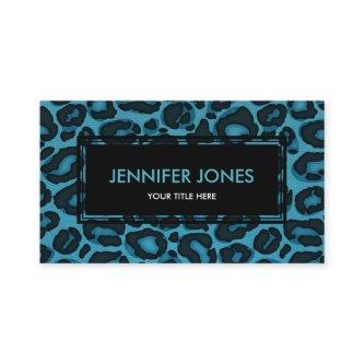 Leopard/ Jaguar print on Teal Blue Faux Leather