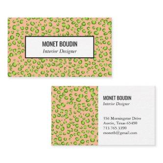 Leopard Modern Animal Print Green Peach Fuzz Pink