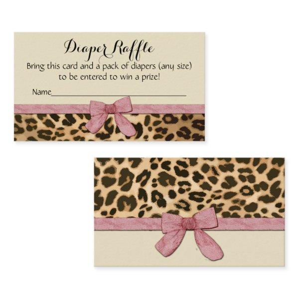 Leopard Pink Girl Baby Shower Diaper Raffle Card