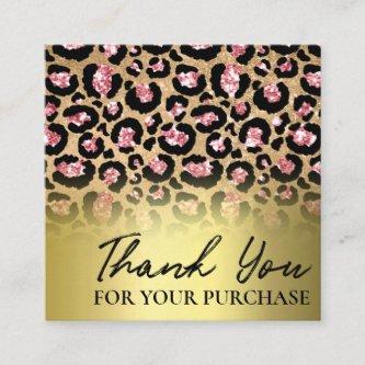 Leopard Print Gold Thank You For Your Purchase Square