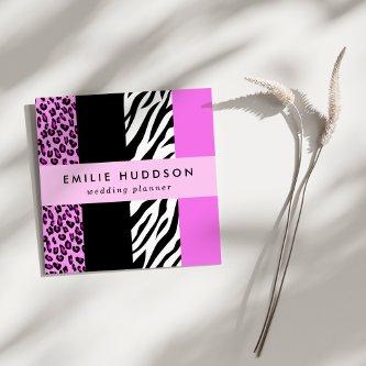Leopard Print, Zebra Print, Animal Print, Pink Square