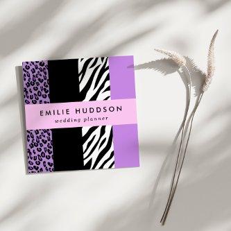Leopard Print, Zebra Print, Animal Print, Purple Square