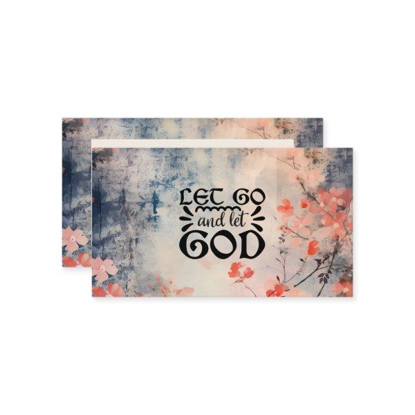 Let Go and Let God Coral Blue Floral Art Christian