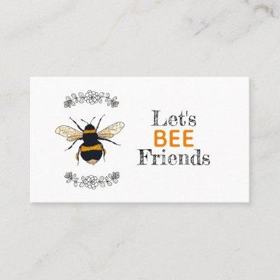 Let's Bee Friends Play Date Contact Calling Card